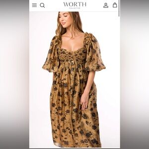 Harlow camel & black floral maxi dress with stretchy neckline - bump friendly